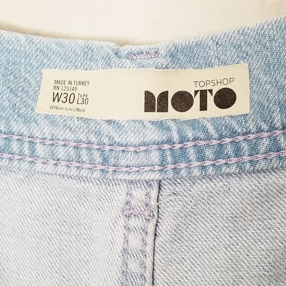 Topshop Moto Pleated Front Tie Crop Wide-leg Pants Jean Size 30 x 30 Culottes - Picture 9 of 15